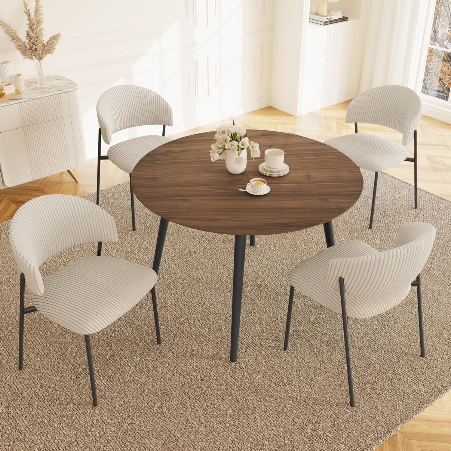 43.3 Inch Round Dining Table Set for 4