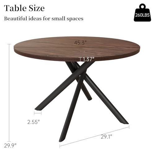 HIPIHOM 45.3 Inch Modern Round Dining Table for 4