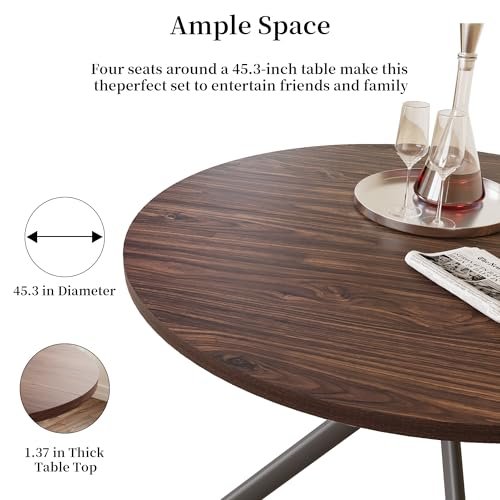 HIPIHOM 45.3 Inch Modern Round Dining Table for 4